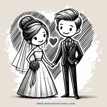 a bride and groom in black and white