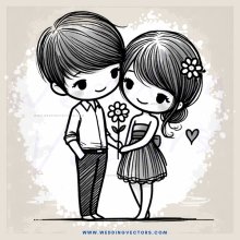 a couple's black and white portrait with flowers