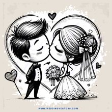 wedding picture with a man and woman kissing
