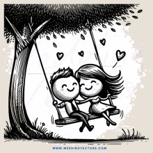 two people sitting on a swing under a tree