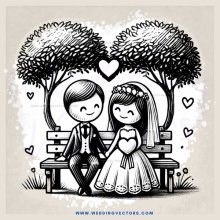 couple sitting on bench under trees