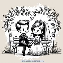 the engaged couple sits on a bench together