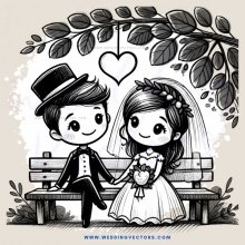 a couple sitting on a bench with their wedding rings