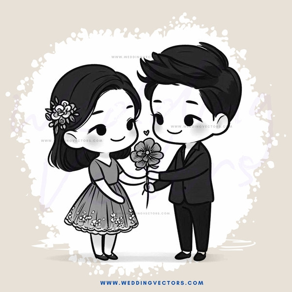 lovers hold flower and handkerchief together