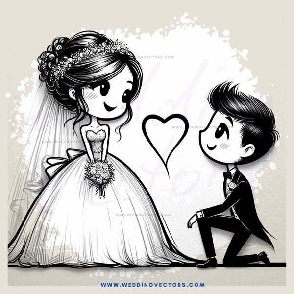 bride and groom illustration