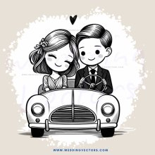 a cartoon car ride with two people in it
