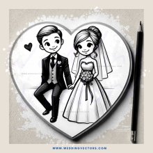 heart clip art - bride and groom