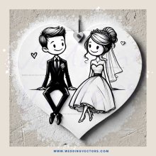 a heart shaped decoration with an engagement couple on it