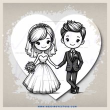 a wedding sketch on heart shaped paper
