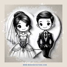 a couple's wedding illustration
