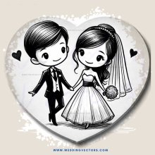 a black and white illustration of a couple holding hands