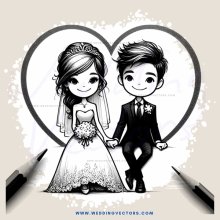 wedding illustration with pencils