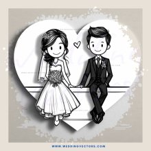 a couple in an illustrated wedding picture