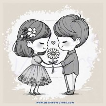 two kids holding hands and a flower