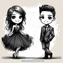 a boy and girl in wedding attire