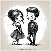 a young couple standing together with happy smiles