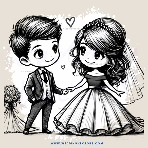 a bride and groom holding hands
