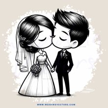 a bride and groom in black and white