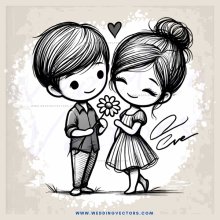 boy and girl holding flower