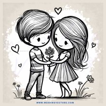 a boy and girl embrace in grass