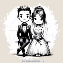 a bride and groom in wedding fashion posing for a picture