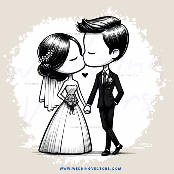a wedding kiss illustration