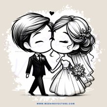 wedding couple kissing with flowers and rings