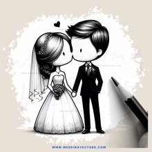wedding picture kissing couple and pen