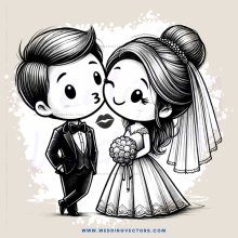 a bride and groom kissing in their wedding outfits
