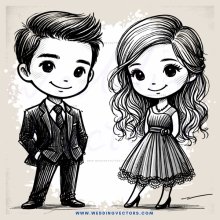 cartoon boy and girl with smiles on their faces