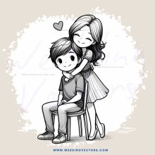 boy hugging girl on chair