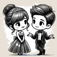 a boy and girl in formal wear