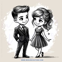 cartoon boy and girl standing together