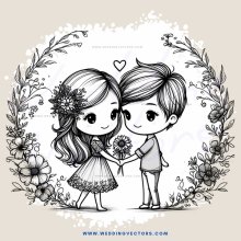 a romantic couple embracing with flowers and vines