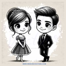 a cartoon boy and girl posing for picture