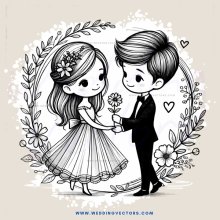 a young couple exchanging flowers