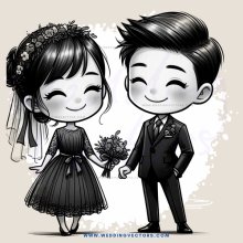 bride and groom in black and white
