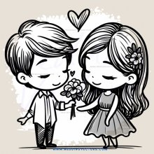 boy and girl holding flower