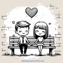 a boy and girl on a bench