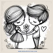 two people holding flowers and hearts