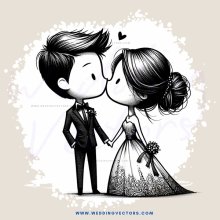 kissing couple in wedding gown and tuxedo