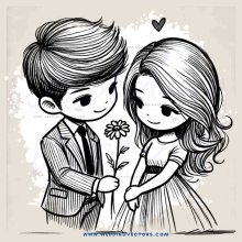 boy and girl holding flower together