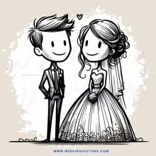wedding couple in black and white artwork
