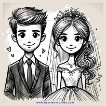 a man and woman in wedding attire