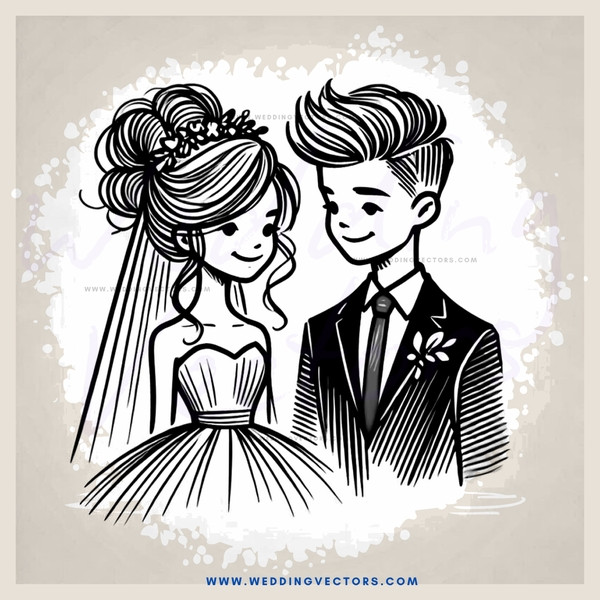 wedding couple cartoon picture