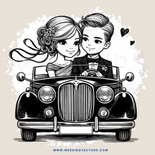 a couple in an old car