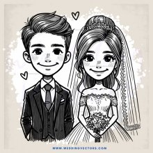 wedding illustration in black and white