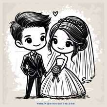 a bride and groom in black and white