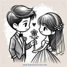 boy and girl holding flower