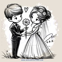 young couple in wedding attire